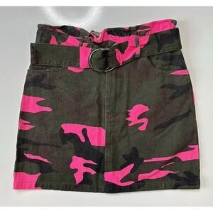 VTG Toska Pink Camo Mini Skirt Cut Off USA Y2K Mallgoth Scene Emo / Small